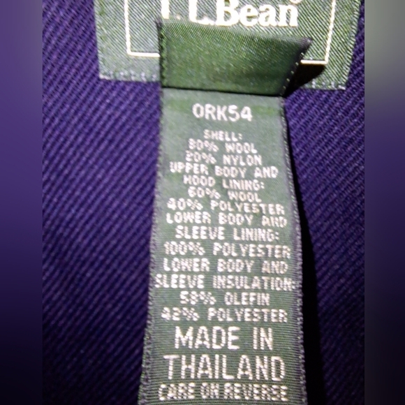 An LL Bean womens large petite wool coat with bone style catches with a hood. - Picture 2 of 6